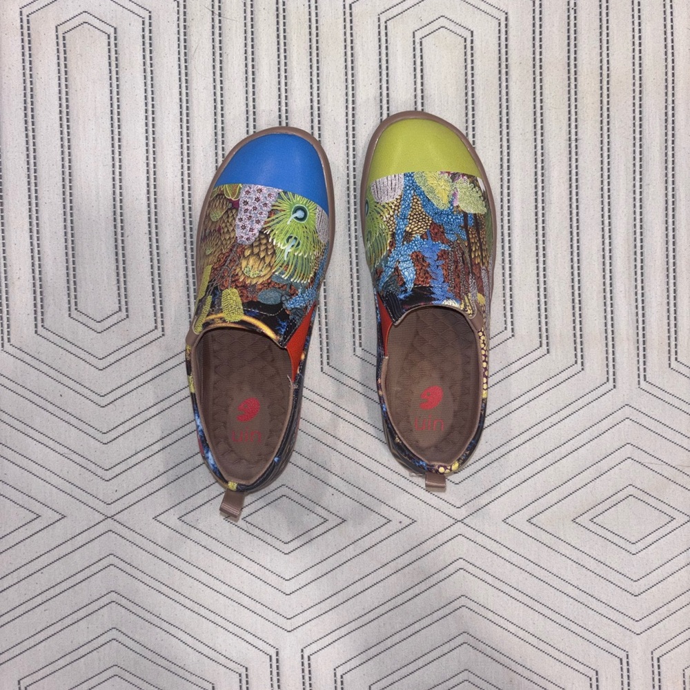 UIN | Women’s Walking Slip-On Loafer Shoes | Canvas Green/Blue | Sz: 7.5 - Picture 3 of 8
